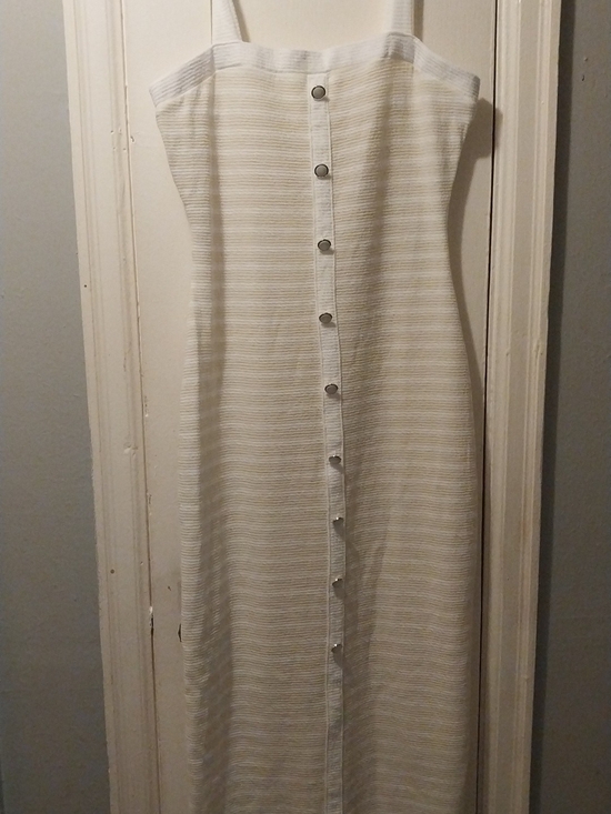 Dresses & Skirts - White Striped Button-Front Spaghetti Strap Maxi Dress